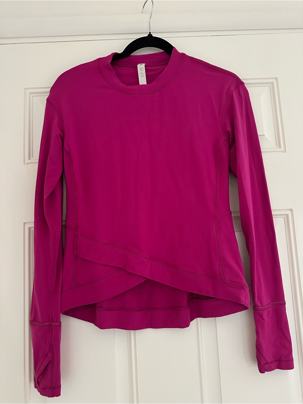 Women’s Crewneck Layered Hem Long-Sleeve Top - Pink Size 6
